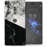 Sony Xperia XZ2 Black White Marble Slice TPU Gel Case - Mobile Madhouse