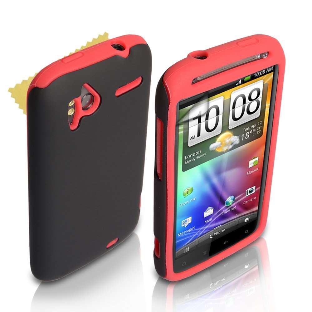 Yousave Accessories HTC Sensation Dual Combo Case - Red / Black - Mobile Madhouse