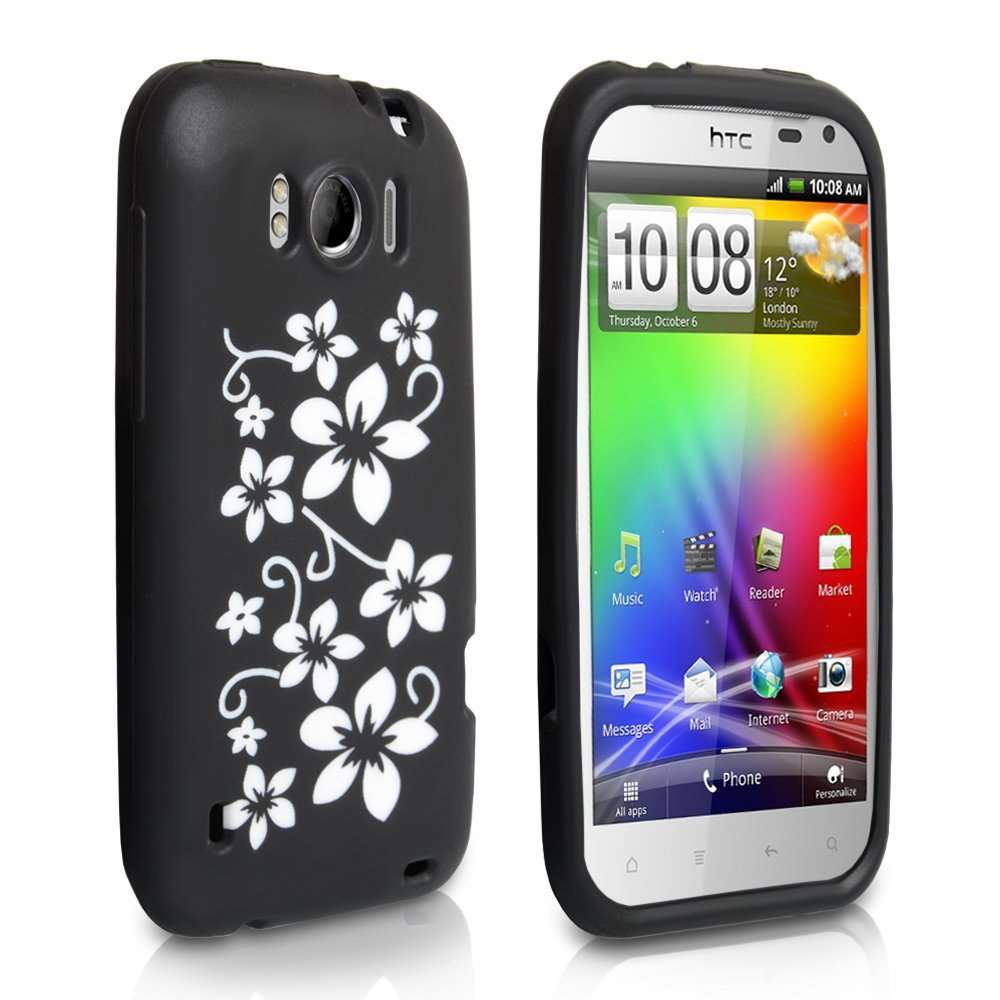 Yousave Accessories HTC Sensation Xl Floral Gel Case - Black - Mobile Madhouse