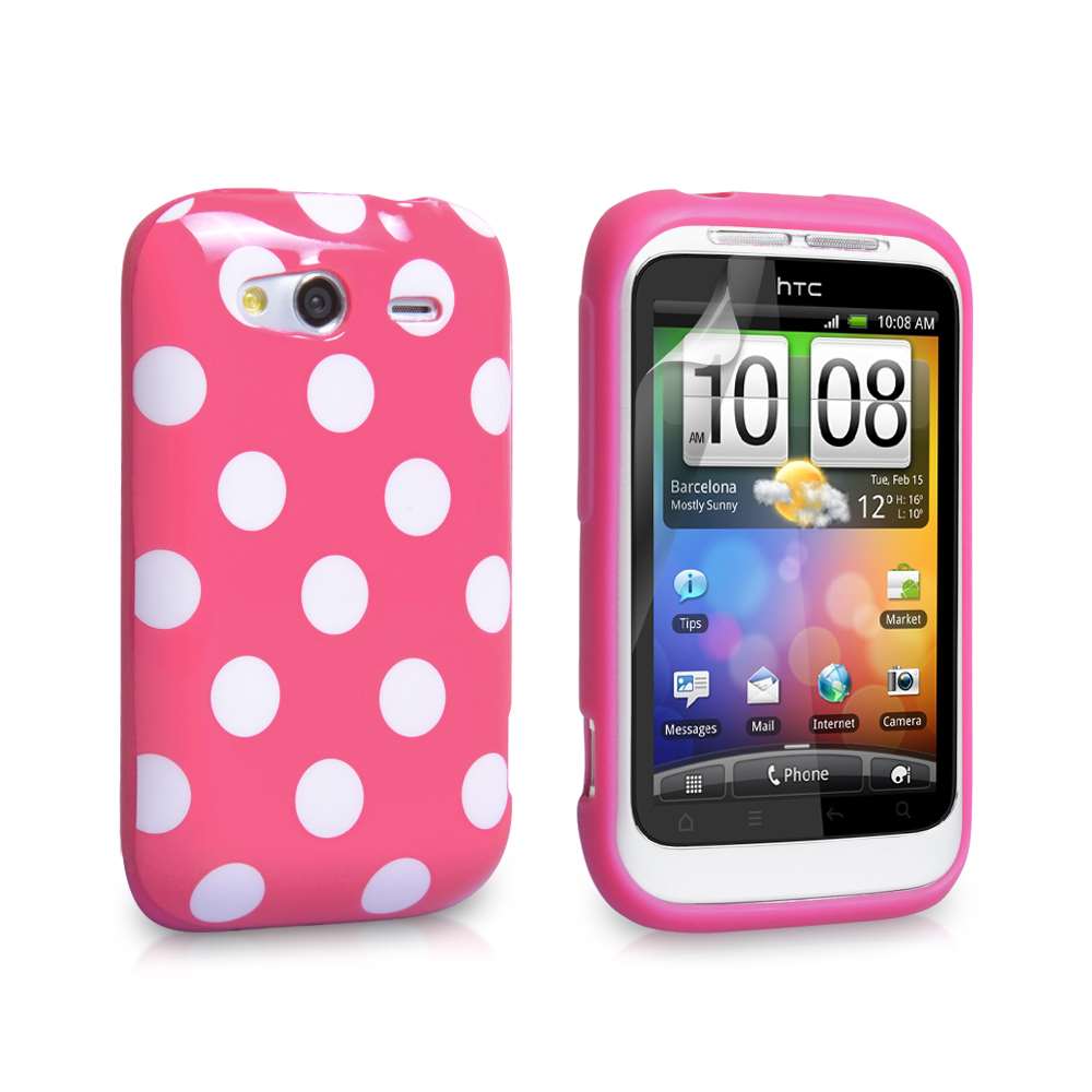 Yousave Accessories HTC Wildfire S Polka Dot Gel Case - Baby Pink - Mobile Madhouse