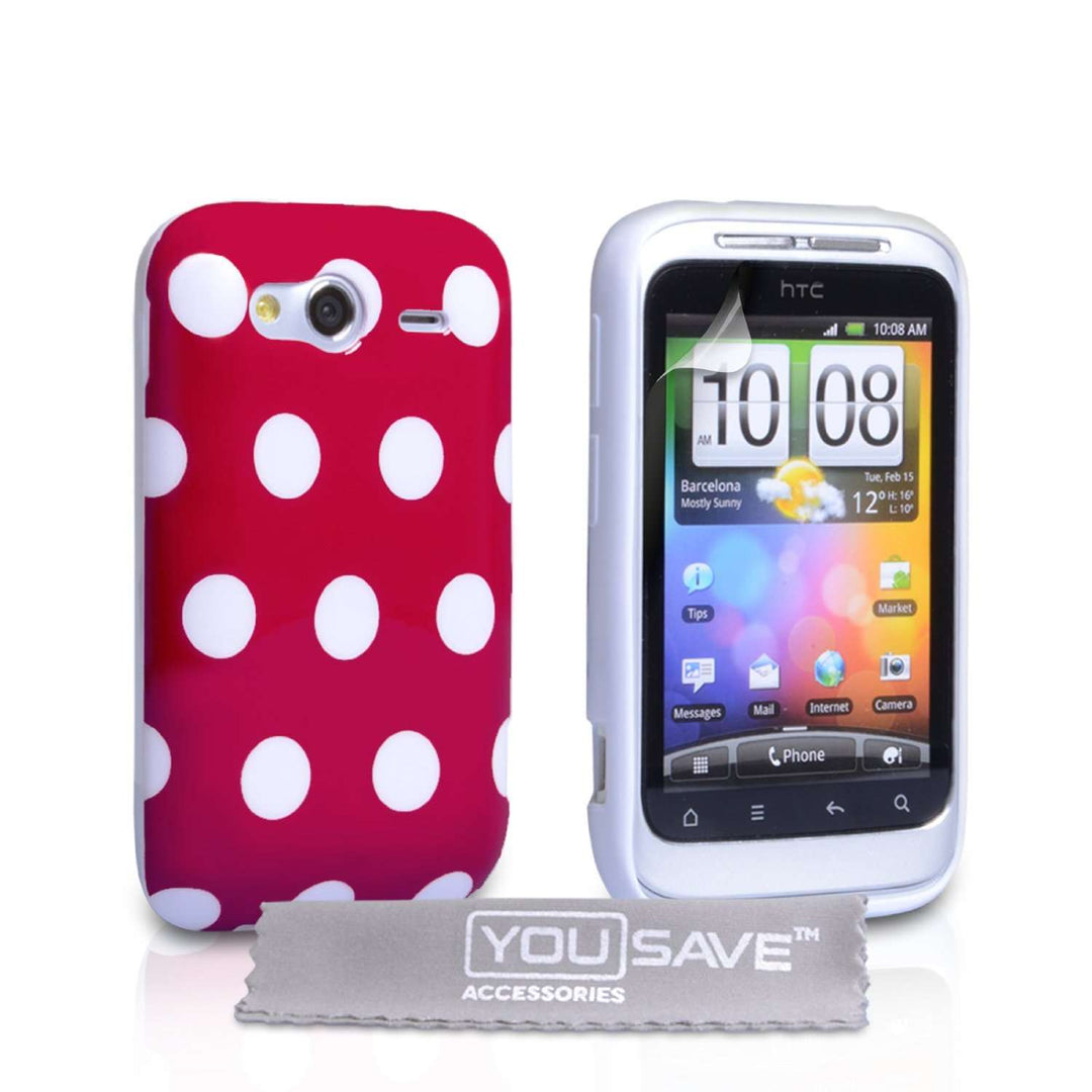 Yousave Accessories HTC Wildfire S Polka Dot Gel Case - Red - Mobile Madhouse