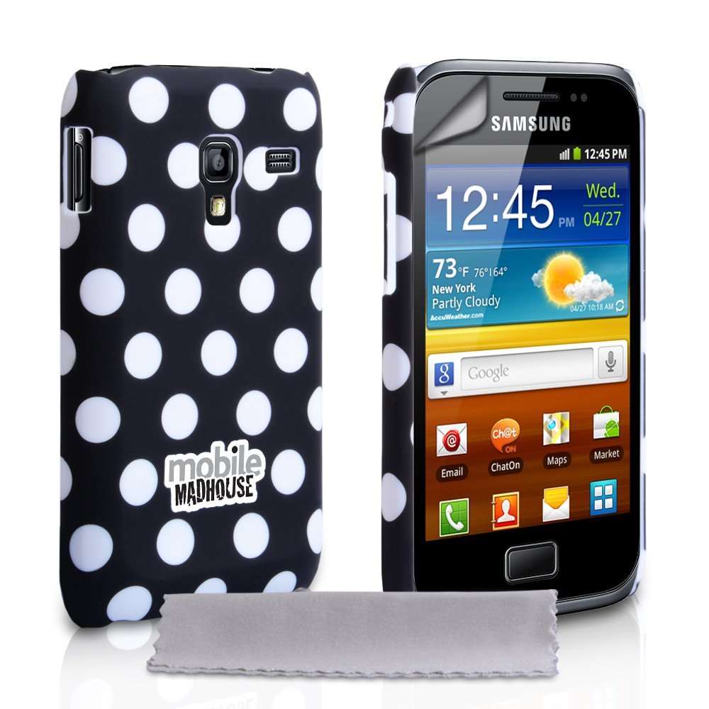 Yousave Accessories Samsung Galaxy Ace Plus Polka Dot Case - Black - Mobile Madhouse