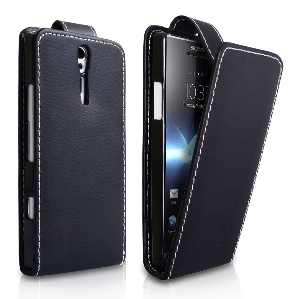Yousave Accessories Sony Xperia S Leather - Effect Flip Case - Black - Mobile Madhouse