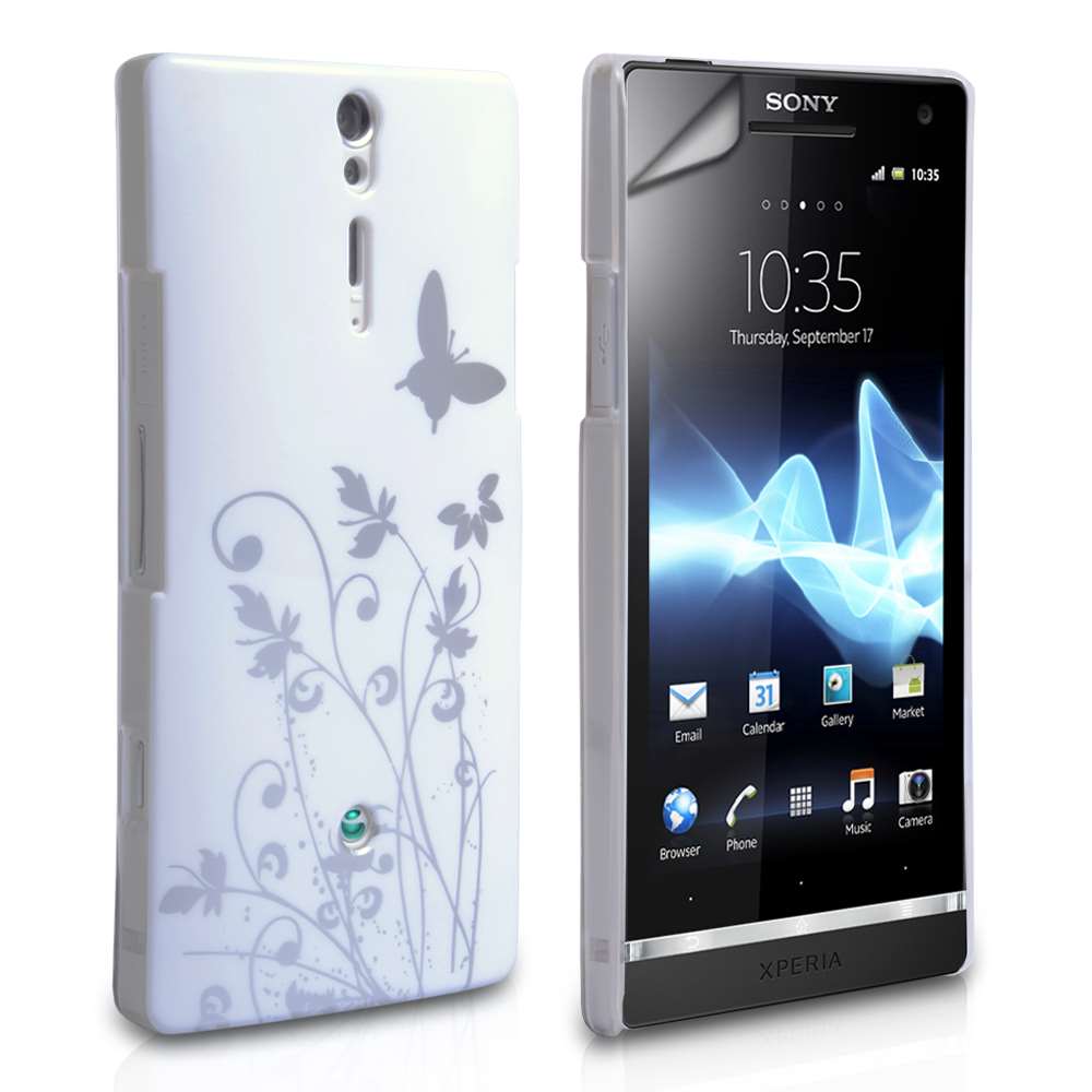 Yousave Accessories Sony Xperia S IMD Butterfly Case - White - Silver - Mobile Madhouse