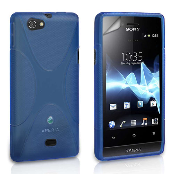 Yousave Accessories Sony Xperia Miro Silicone Gel X - Line Case - Blue - Mobile Madhouse