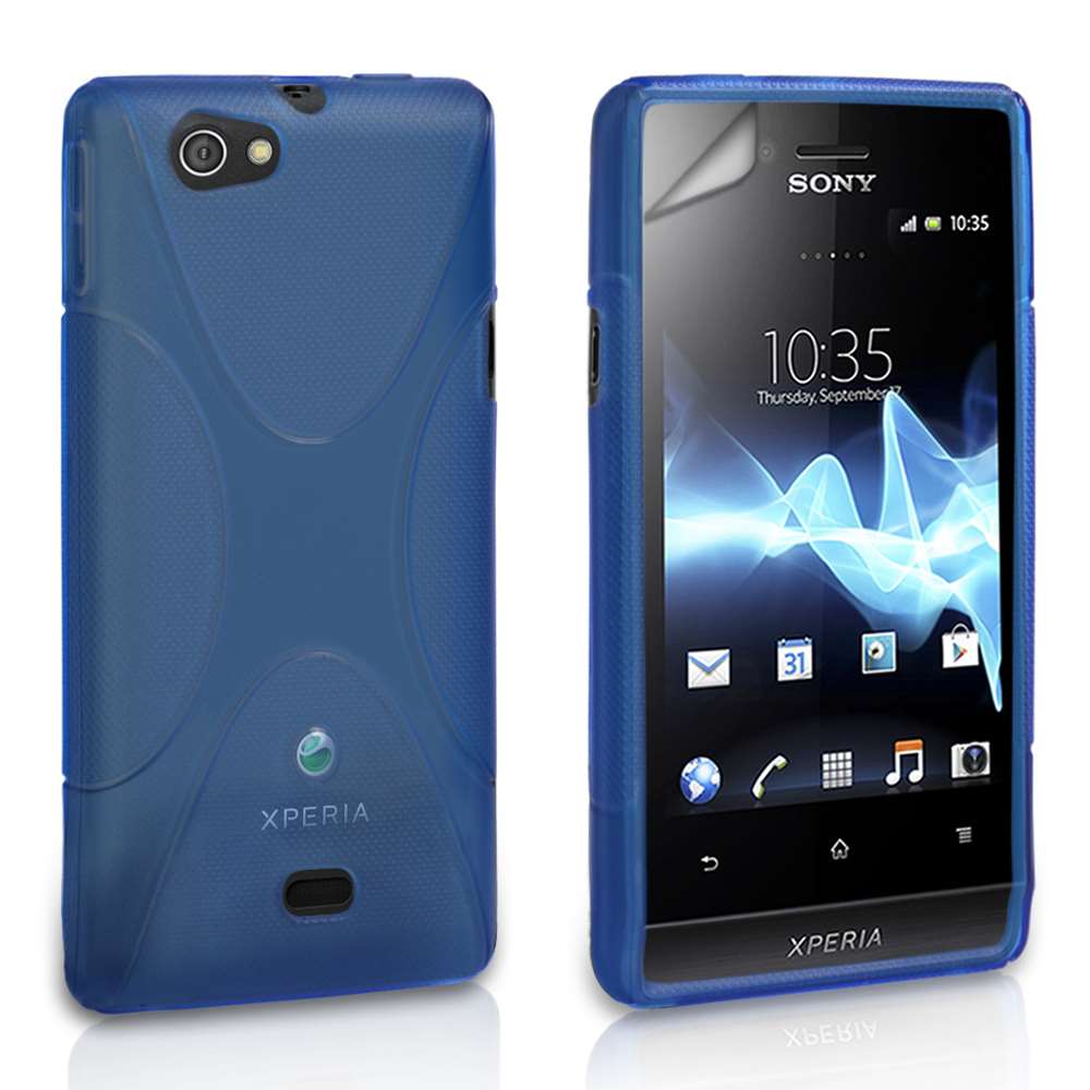 Yousave Accessories Sony Xperia Miro Silicone Gel X - Line Case - Blue - Mobile Madhouse